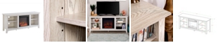 Walker Edison 58" Wood TV Stand Console with Fireplace - White